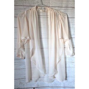 VTG Romantic Night Open Robe Peignoir Lingerie Pink Above Knee Sheer One Size